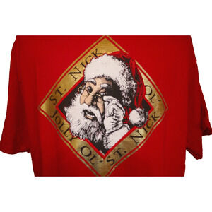 Vintage Christmas Santa Claus Jolly Ol Saint Nick Red T-Shirt 2X
